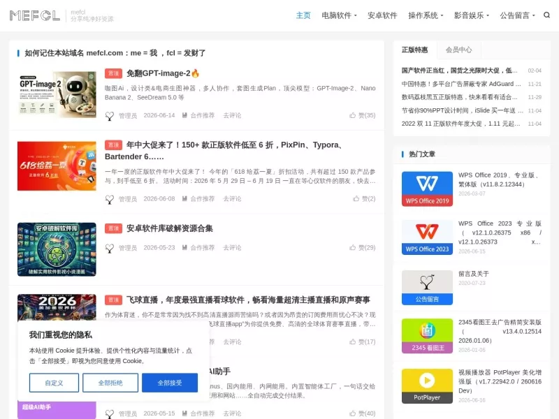 mefcl 网站预览截图
