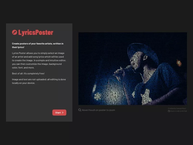 Lyrics Poster 网站预览截图