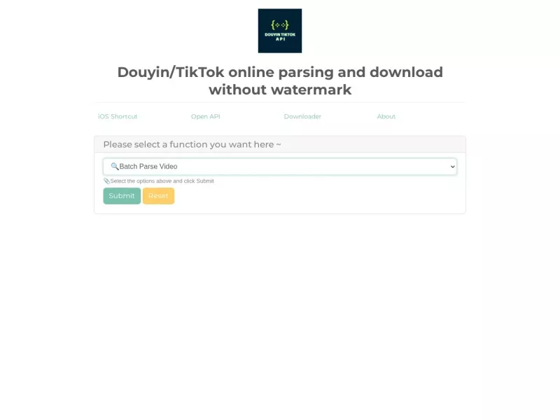 TikTok/抖音无水印下载 网站预览截图
