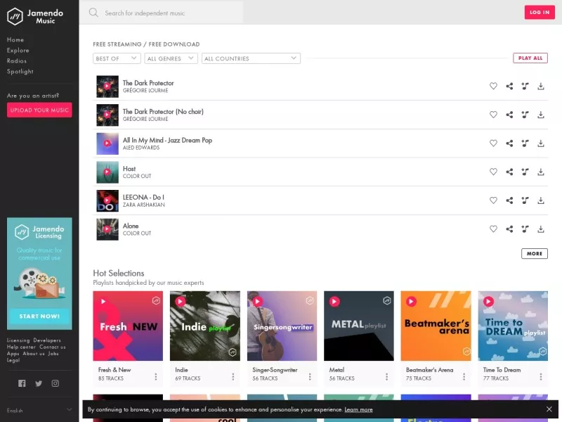 Jamendo 网站预览截图