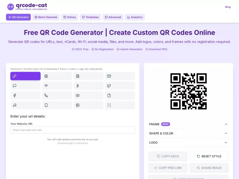 qrcode-cat 网站预览截图