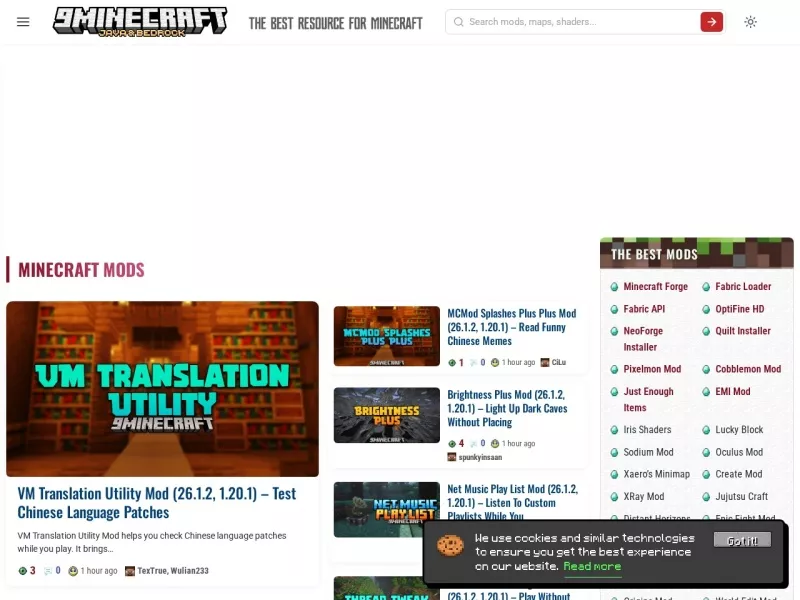 9Minecraft 网站预览截图