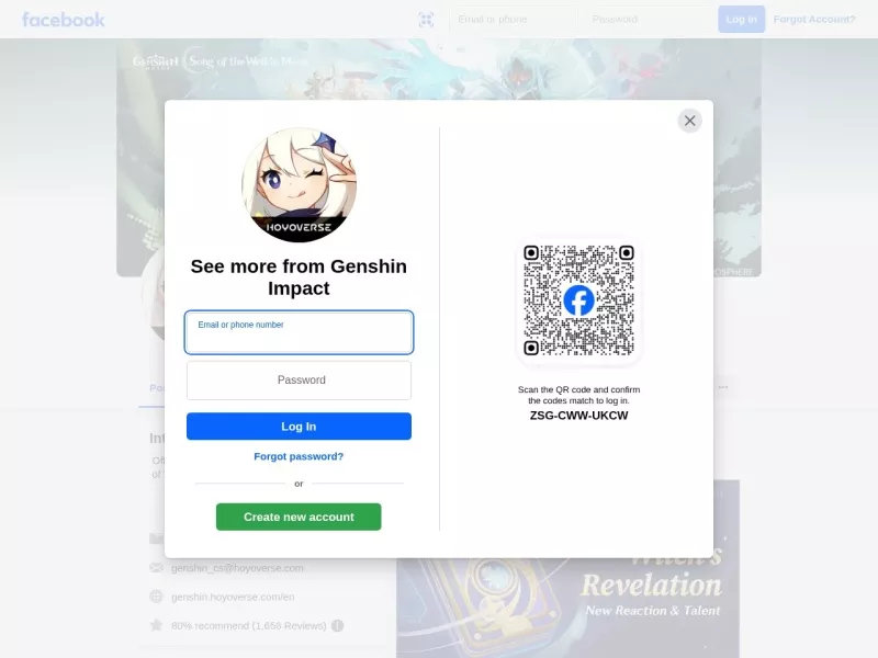 原神Facebook 网站预览截图