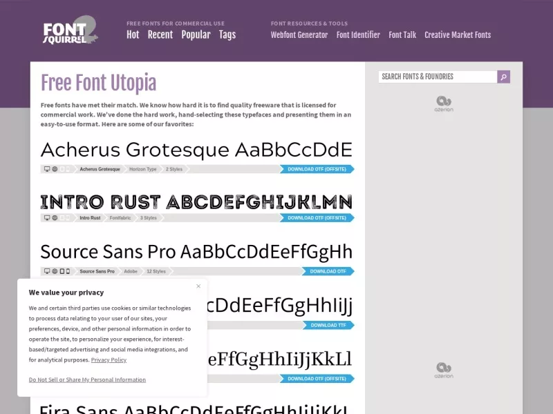 FontSquirrel 网站预览截图