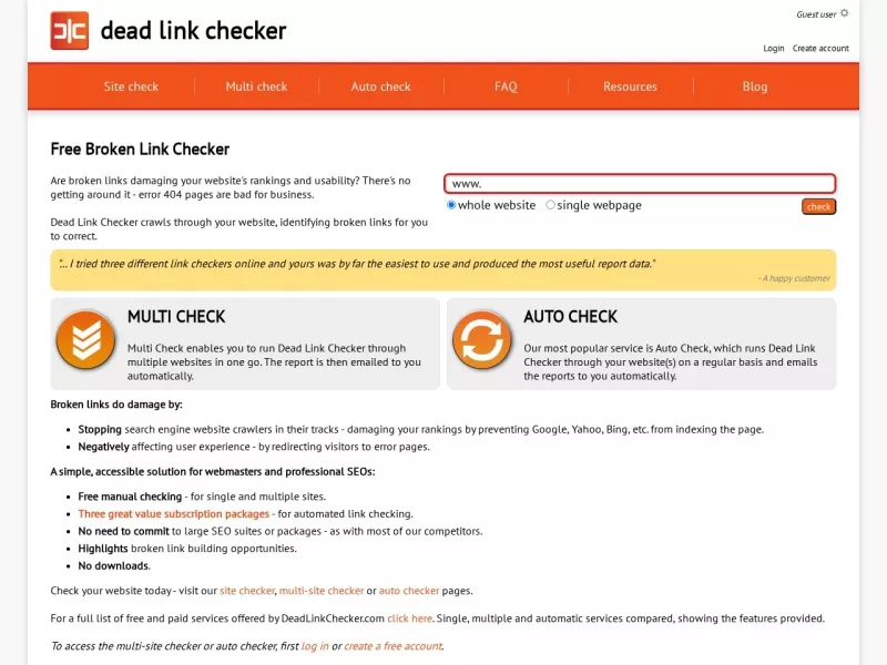 dead link checker 网站预览截图