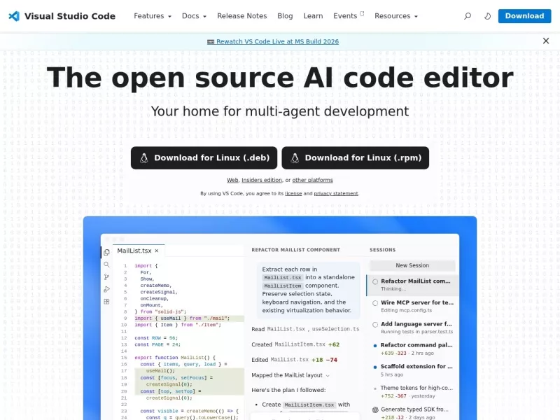 VsCode 网站预览截图