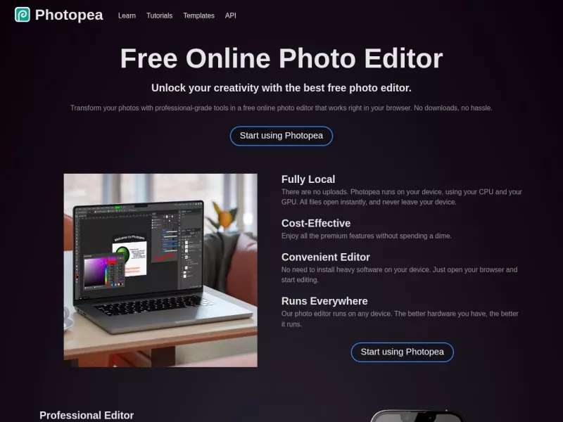 PhotoPea 网站预览截图