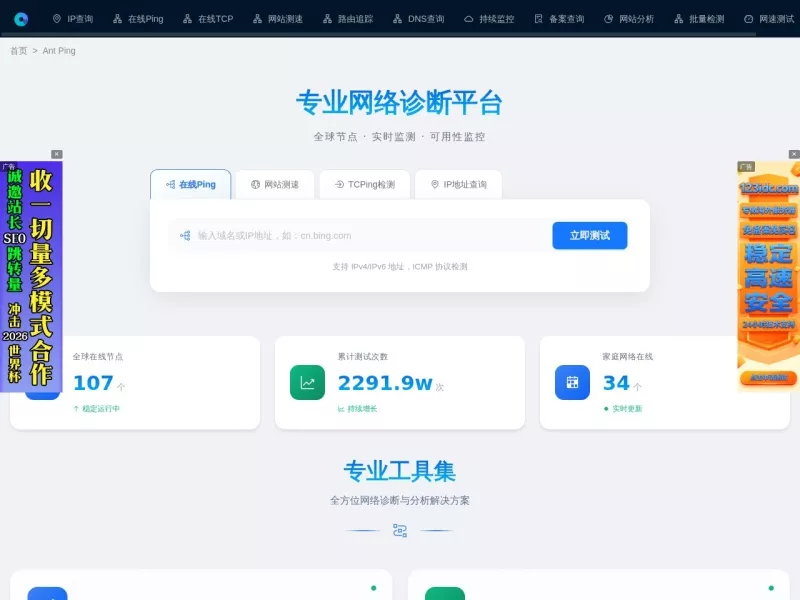 Ant Ping 网站预览截图
