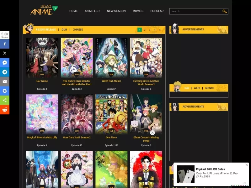 Gogoanime 网站预览截图