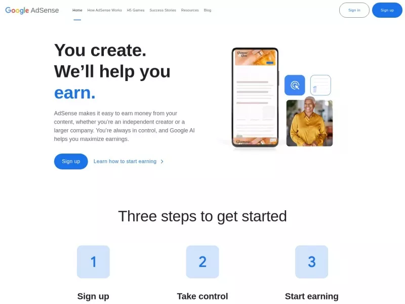 谷歌AdSense 网站预览截图