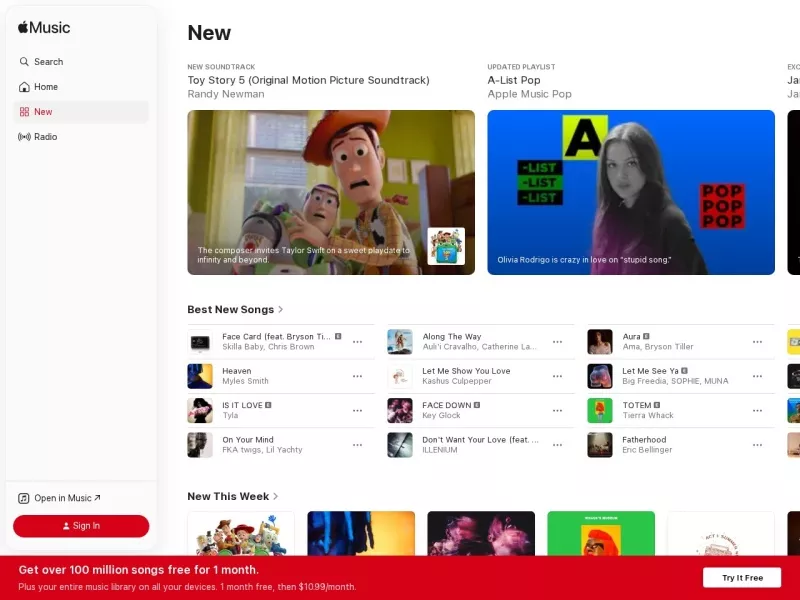 Apple Music 网站预览截图