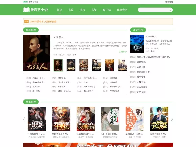 爱奇艺小说 网站预览截图