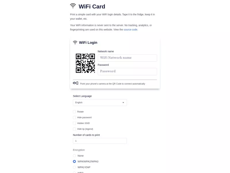 WiFi 连接卡 网站预览截图