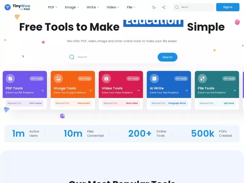 TinyWow 网站预览截图