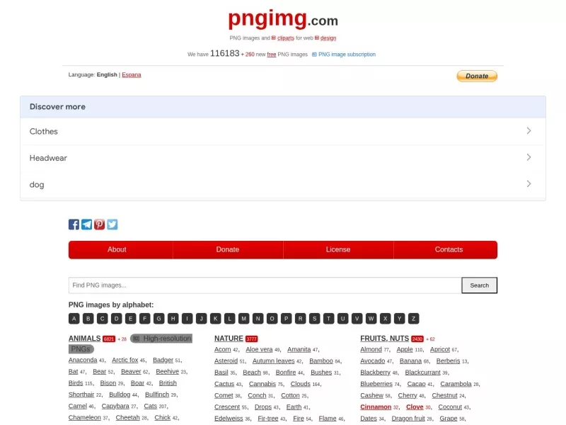 PNG images 网站预览截图