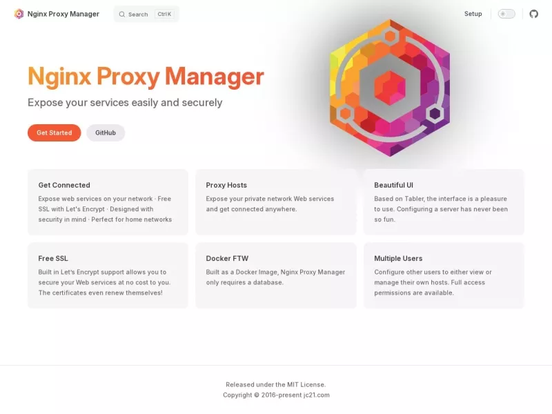 Nginx Proxy Manager 网站预览截图