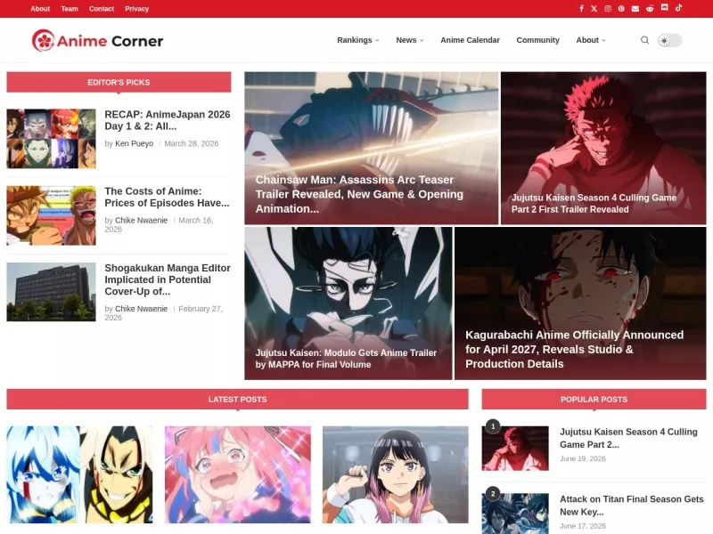 Anime Corner 网站预览截图