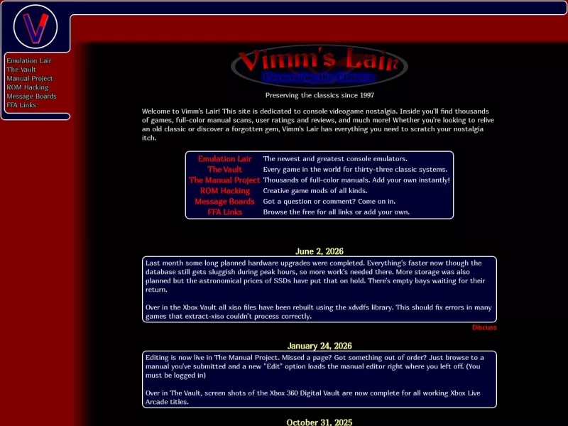 Vimm’s Lair 网站预览截图