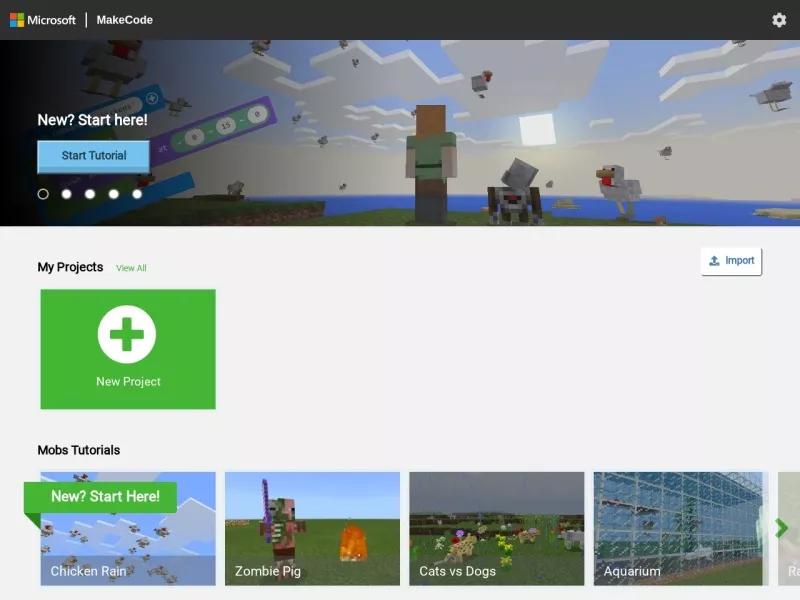 Microsoft MakeCode for Minecraft 网站预览截图