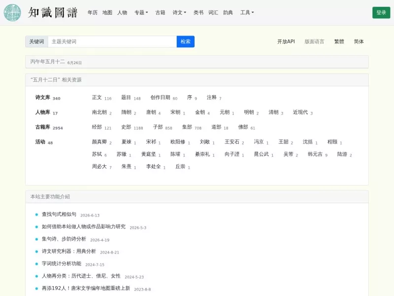 古籍文献知识图谱网 网站预览截图