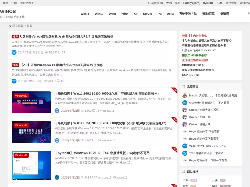 WINOS 网站预览截图