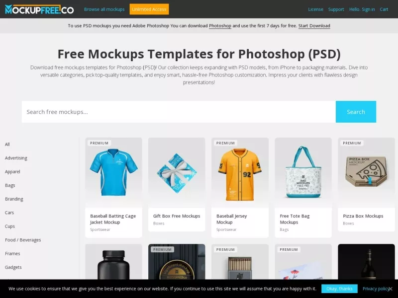 Mockupfree 网站预览截图