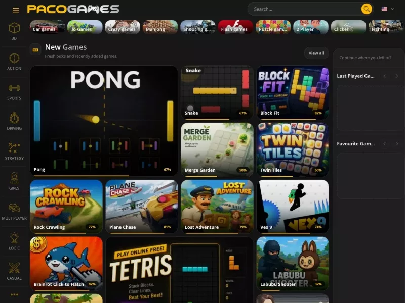 PacoGames 网站预览截图