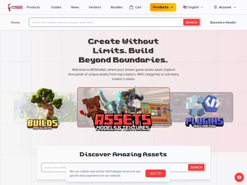 MCModels 网站预览截图