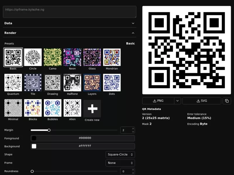 Qrframe 网站预览截图