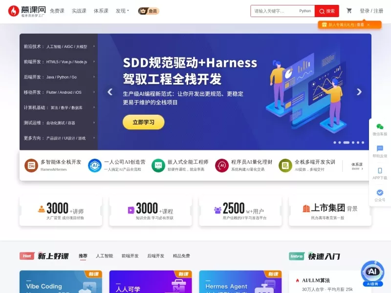 慕课网 网站预览截图