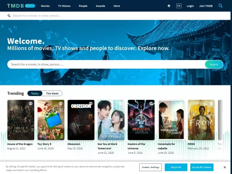 TMDB 网站预览截图