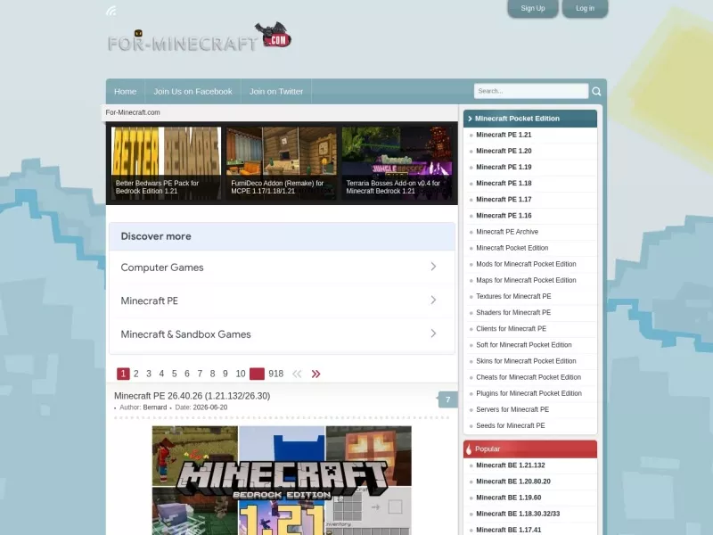 For-Minecraft 网站预览截图