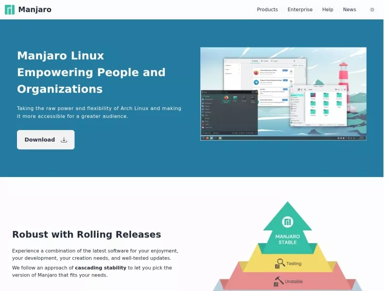 Manjaro 网站预览截图