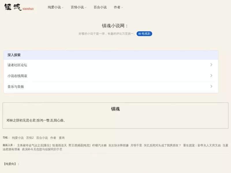 镇魂小说网 网站预览截图