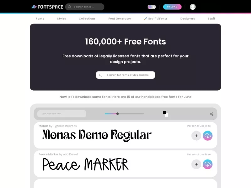 FontSpace 网站预览截图