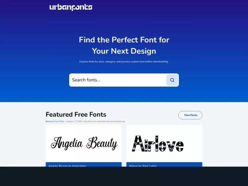 UrbanFonts 网站预览截图