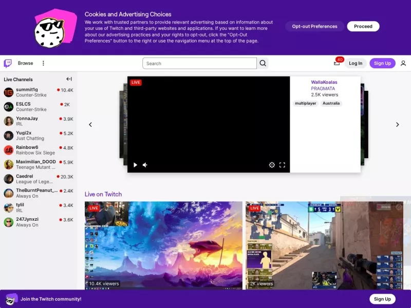 Twitch 网站预览截图