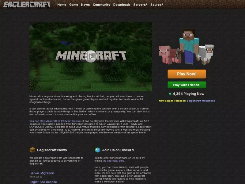 Eaglercraft 网站预览截图
