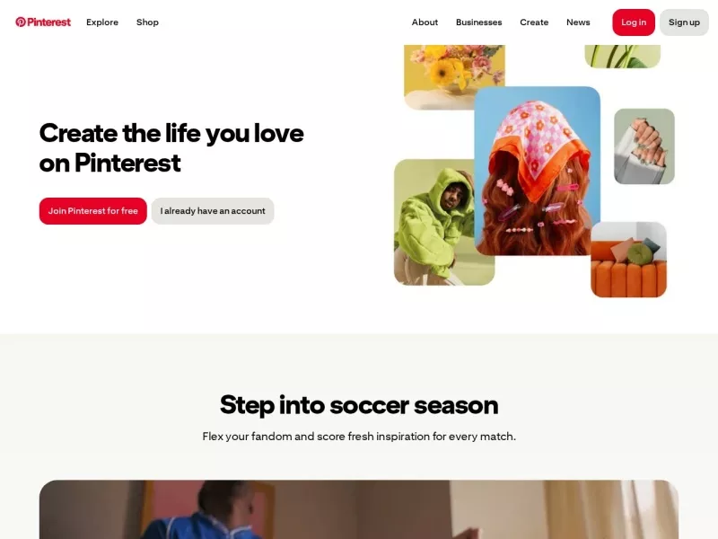 Pinterest 网站预览截图