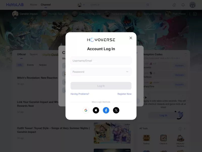 hoyolab社区 网站预览截图