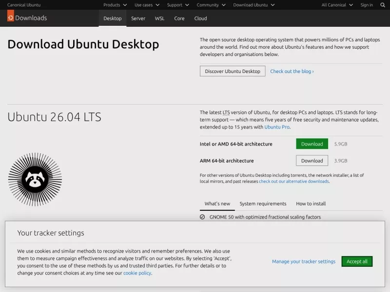 Ubuntu 网站预览截图