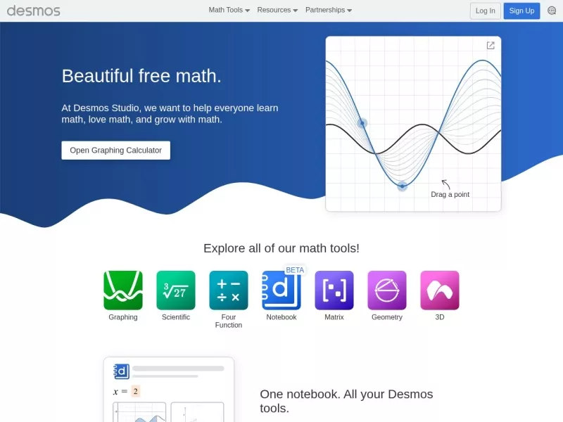 Desmos 网站预览截图