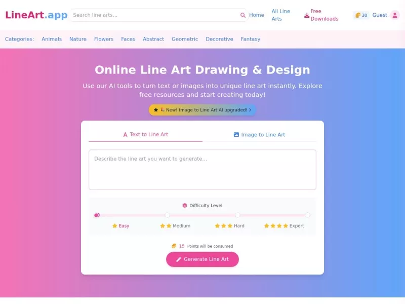 LineArt app 网站预览截图