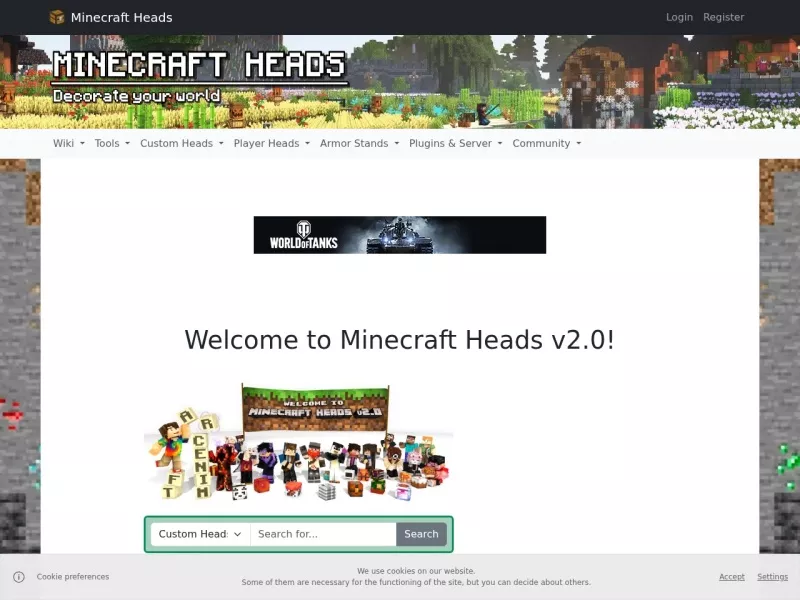 Minecraft Heads 网站预览截图
