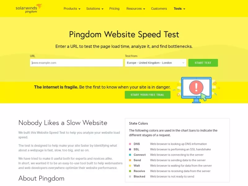 Pingdom 网站预览截图