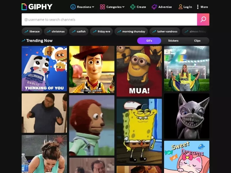 Giphy 网站预览截图