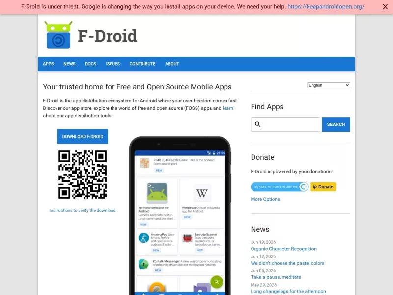 F-Droid 网站预览截图