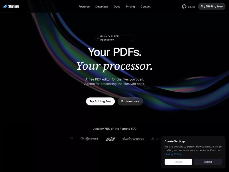 Stirling PDF 网站预览截图