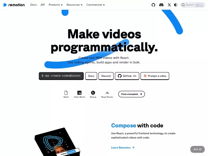 Remotion 网站预览截图