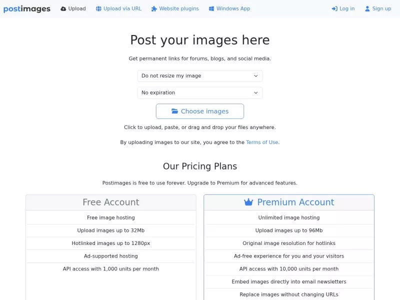 Postimages 网站预览截图
